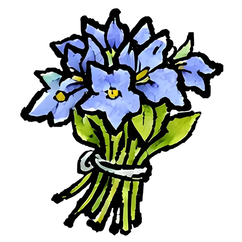 Watercolor Hand-drawn Blue Flower Bouquet Kiss-Cut Stickers