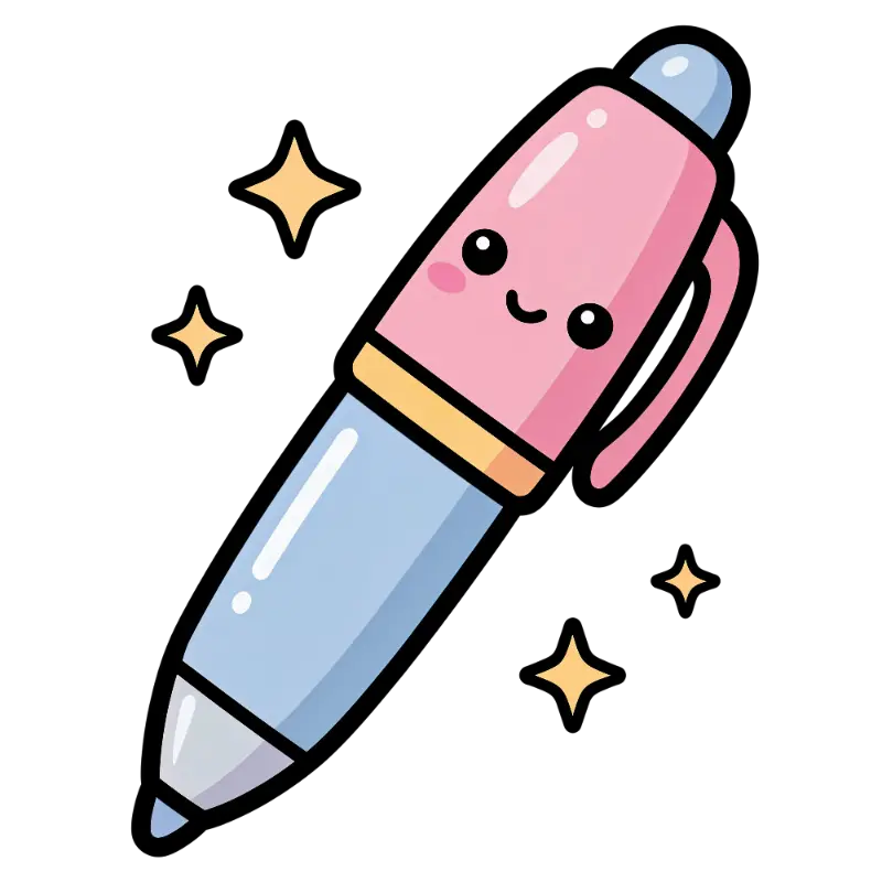 Kawaii Pink and Blue Pen Character