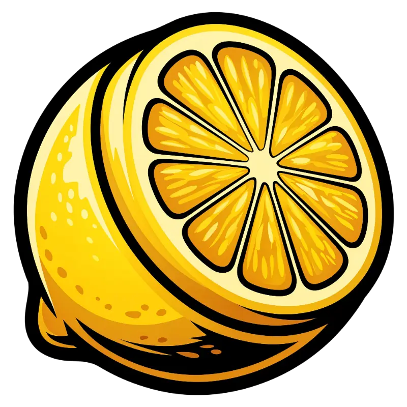 Bold Outline Cartoon Lemon Slice