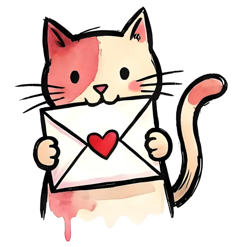 Cute Watercolor Cat Holding Love Letter Greeting Card