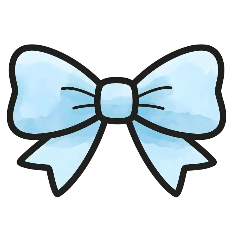 Cute Light Blue Watercolor Bow