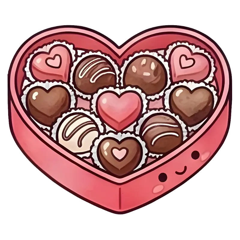 Kawaii Heart-shaped Box of Chocolates Custom Kiss-Cut Sticker