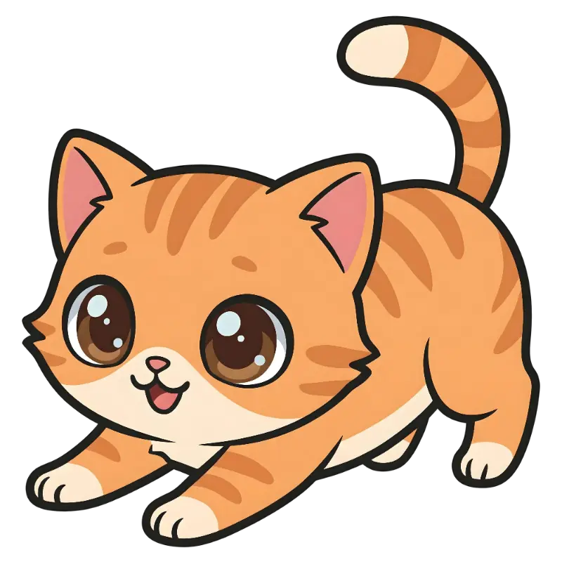 Adorable Chibi Orange Tabby Kitten Kiss Cut Sticker