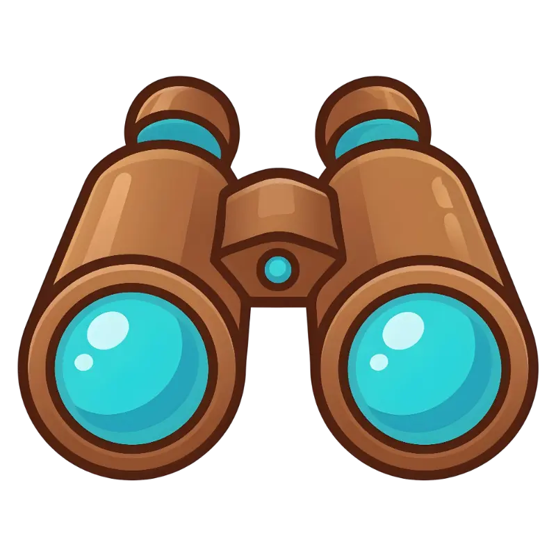Friendly Cartoon Binoculars with Glossy Cyan Lens Design
