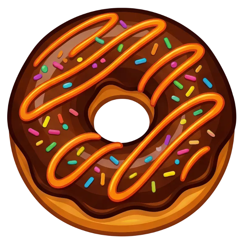 Cute Chocolate Donut Illustration with Orange Drizzle