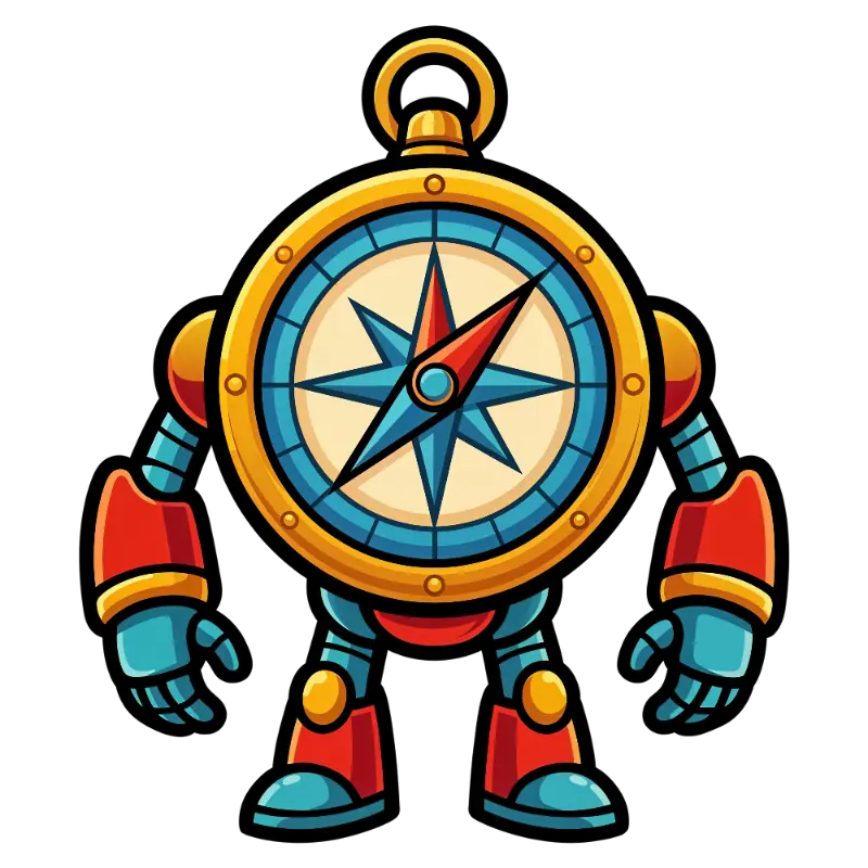 Bold Cartoon Compass Body Robot Character