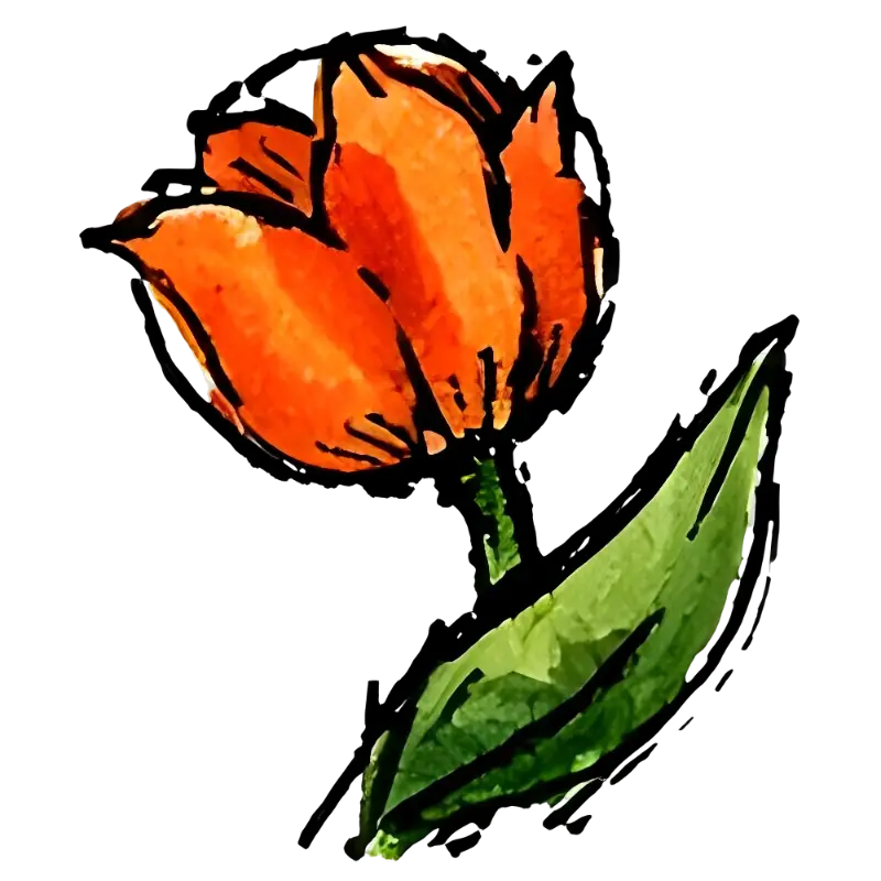 Watercolor Orange Tulip Illustration Custom Kiss-Cut Stickers