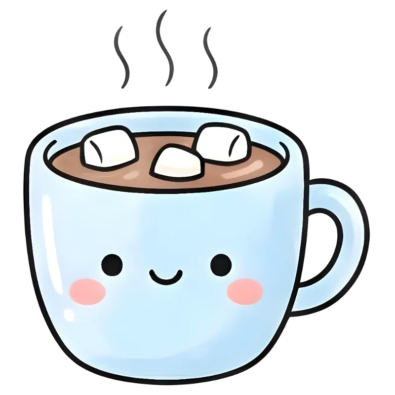 Kawaii Hot Chocolate Mug with Marshmallows Cute Sticker