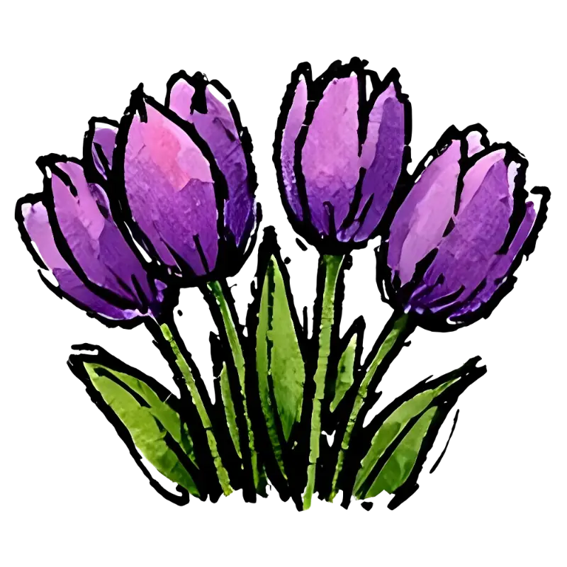 Watercolor Purple Tulips Custom Kiss-Cut Stickers