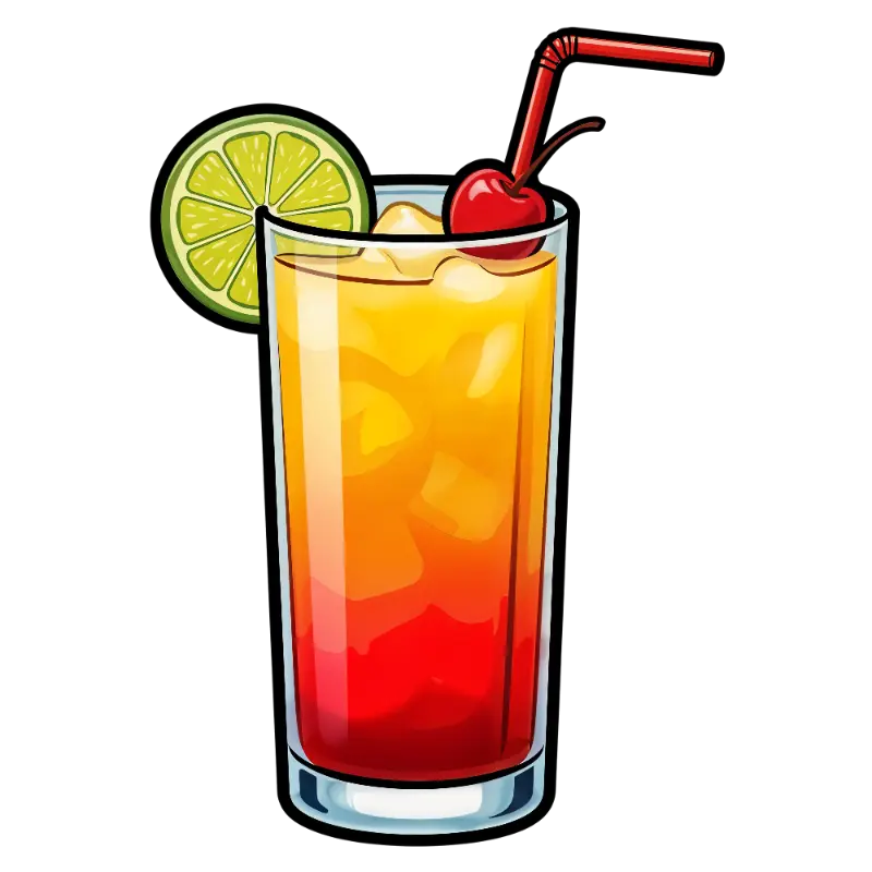 Colorful Gradient Cocktail with Lime and Cherry Illustration