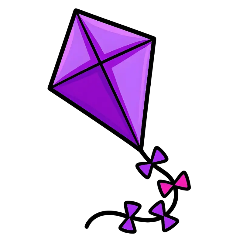 Graphic Purple Kite with Ribbon Bows