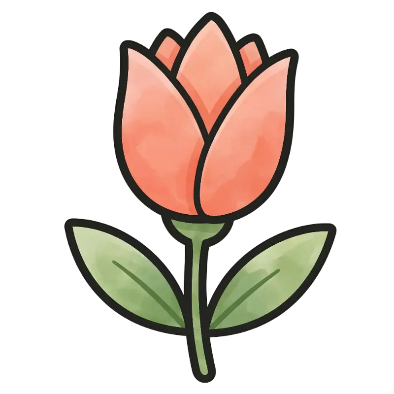 Cute Watercolor Flower Bud