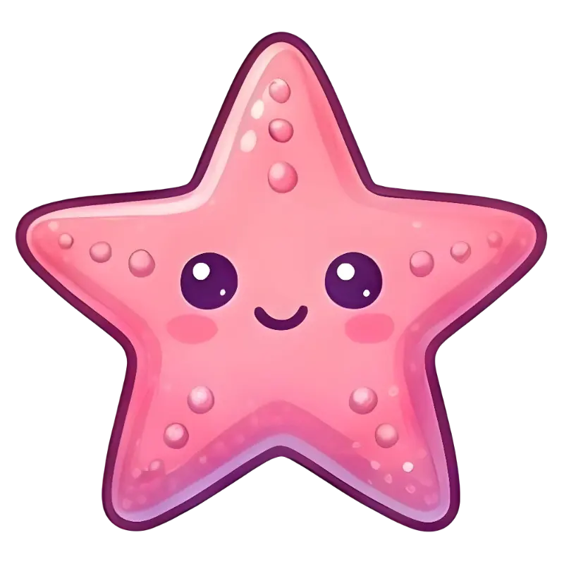 Kawaii Pink Starfish Cartoon Glossy Kiss Cut Sticker