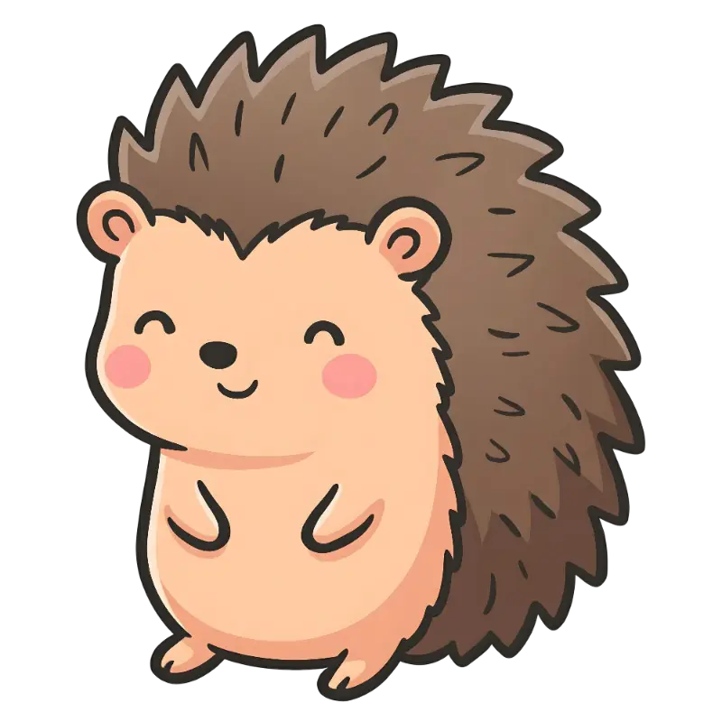 Adorable Hedgehog Illustration with Simple Features and Thick Outline