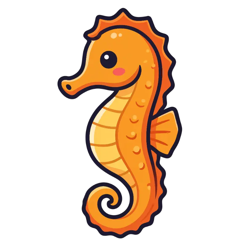 Friendly Cartoon Orange Seahorse Character with Rosy Cheeks