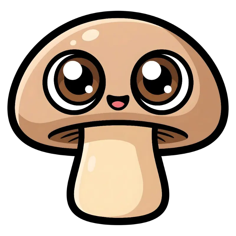 Playful Cartoon Mushroom Character with Large Expressive Eyes
