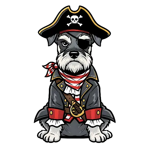 Cute Cartoon Schnauzer Pirate Dog Illustration for Dog Lovers