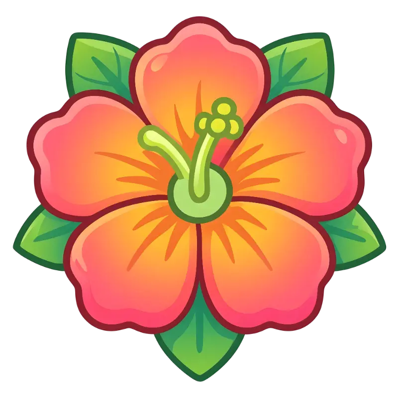 Playful Pop Art Hibiscus Blossom with Bold Outlines and Gradients