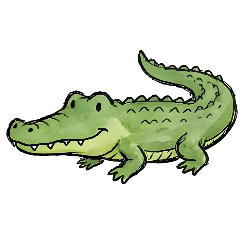 Watercolor Cartoon Alligator Illustration Custom Kiss-Cut Stickers