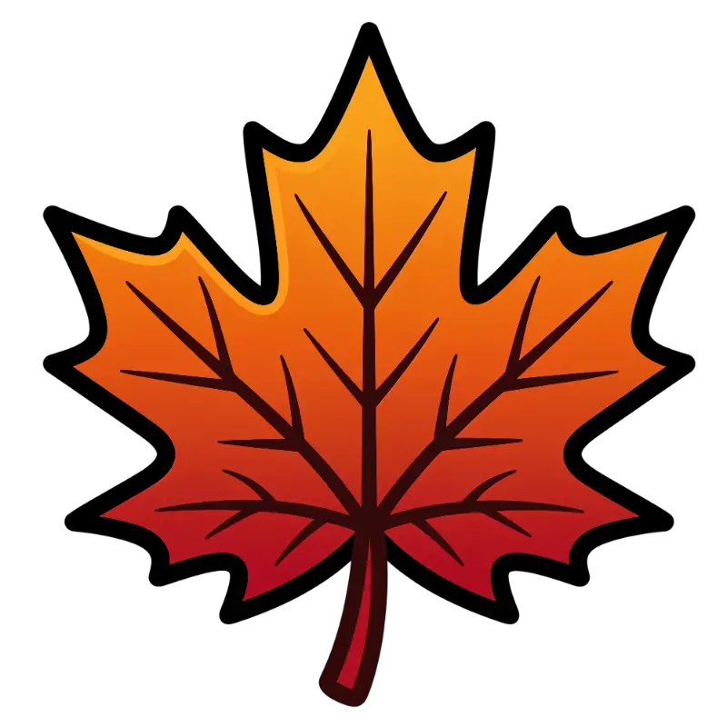Vibrant Gradient Maple Leaf in Orange Red Yellow with Detailed Veins