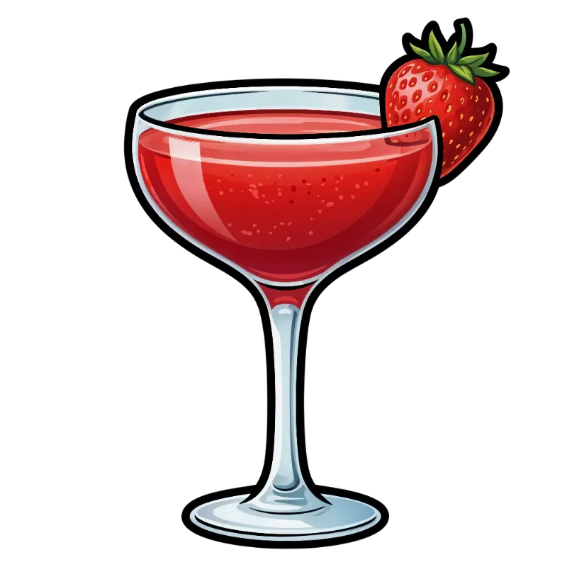 Cartoon Strawberry Coupe Cocktail