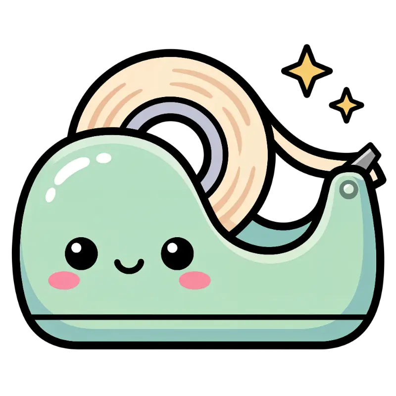 Kawaii Anthropomorphic Tape Dispenser with Sparkles