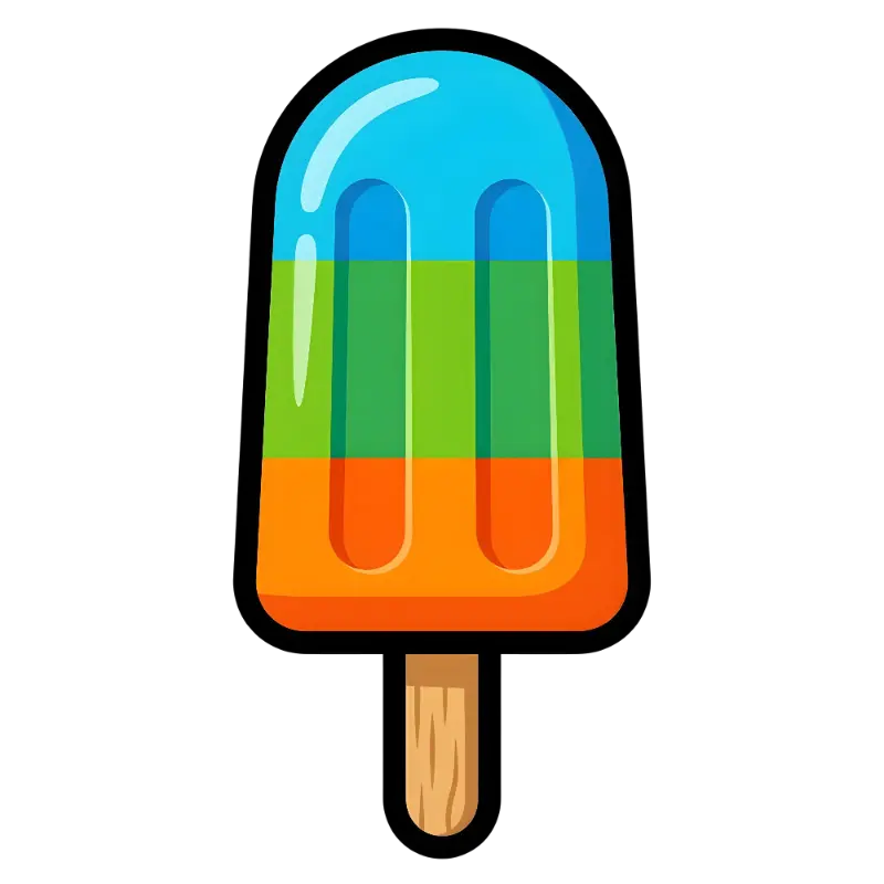 Cute Cheerful Three-Stripe Popsicle with Rounded Top Illustration