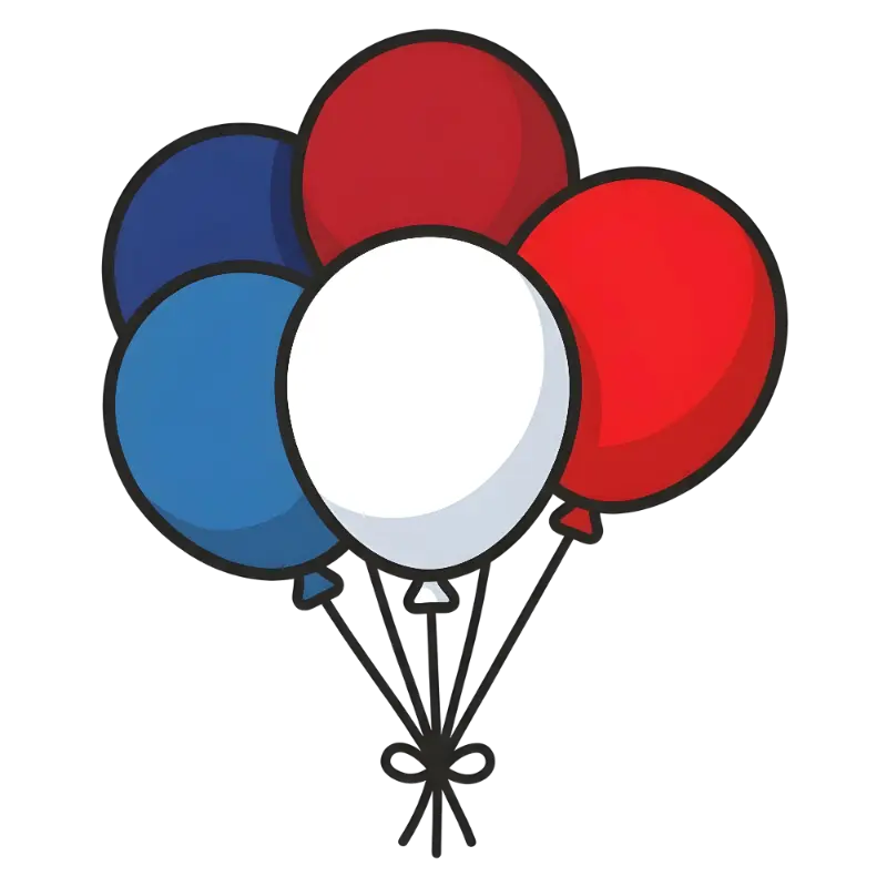 Cartoon Red White Blue Balloon Bunch