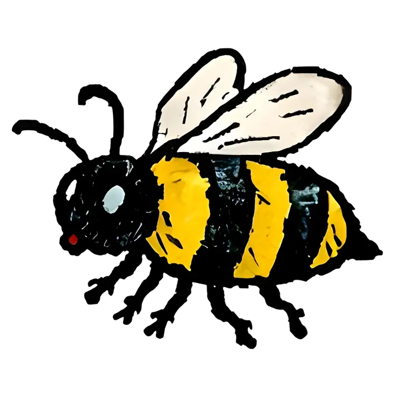 Hand-drawn Distressed Bee Illustration for Playful Crafts