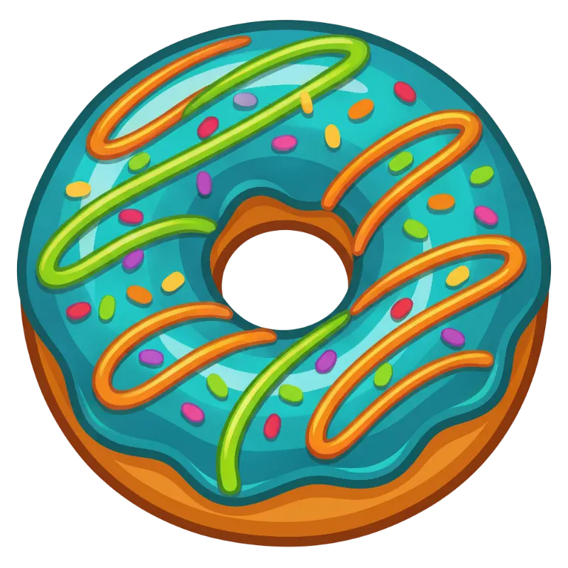 Cartoon Blue Icing Donut