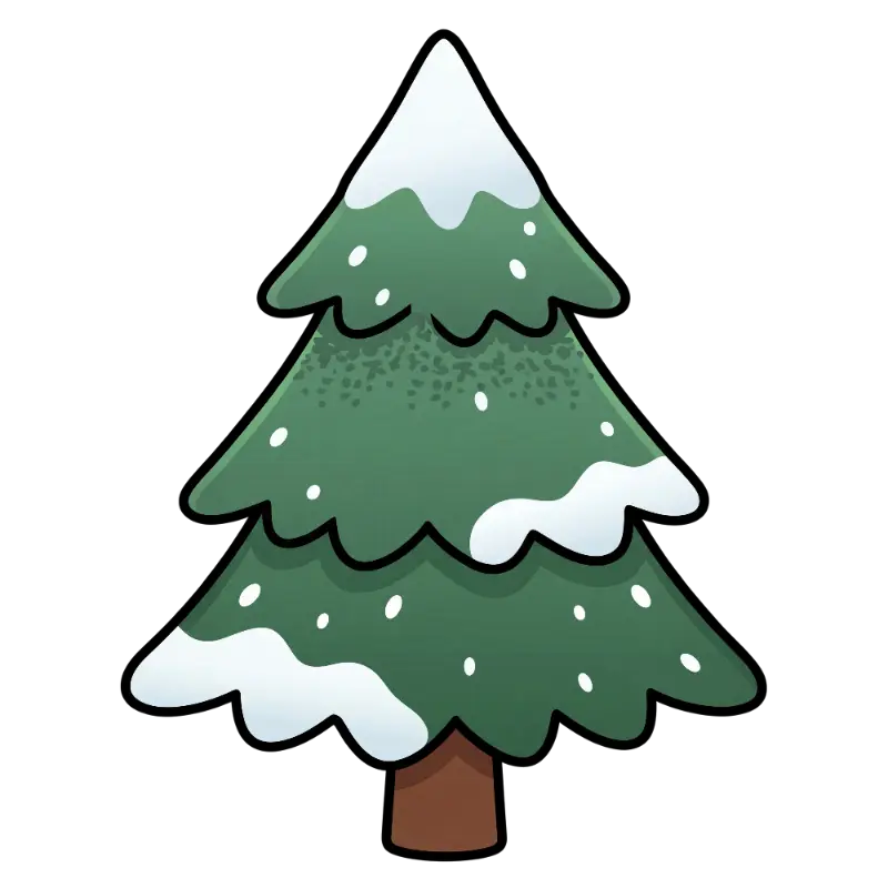 Festive Wintery Tiered Christmas Tree with Thick Outline