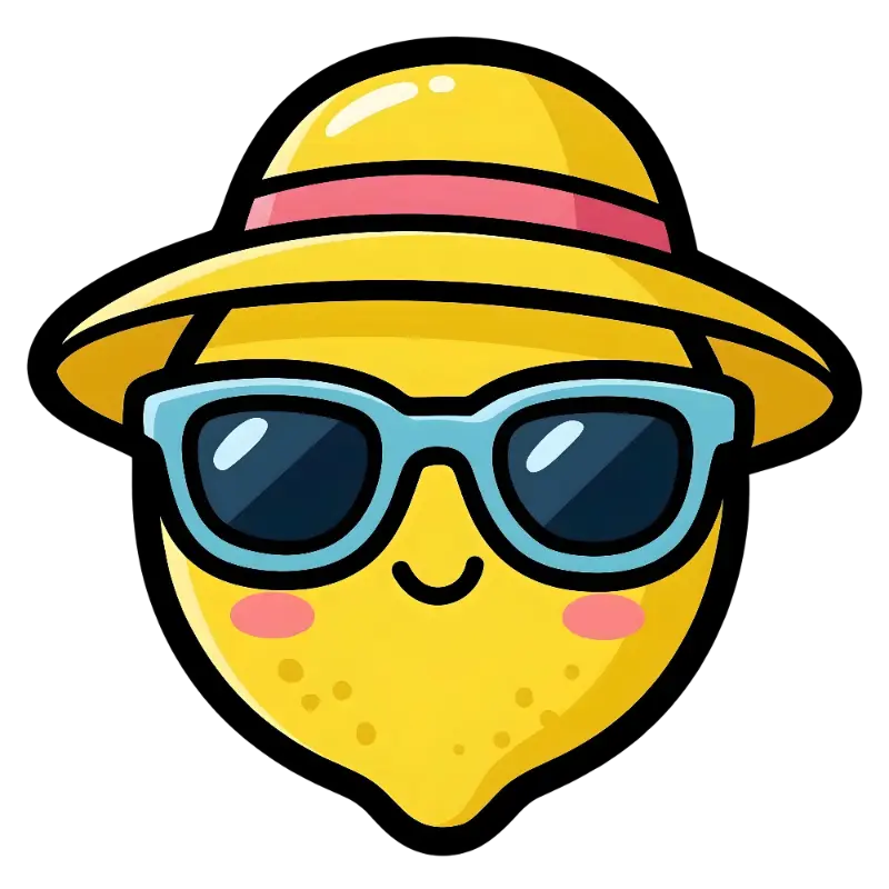 Cute Cartoon Lemon Character with Sunglasses and Hat