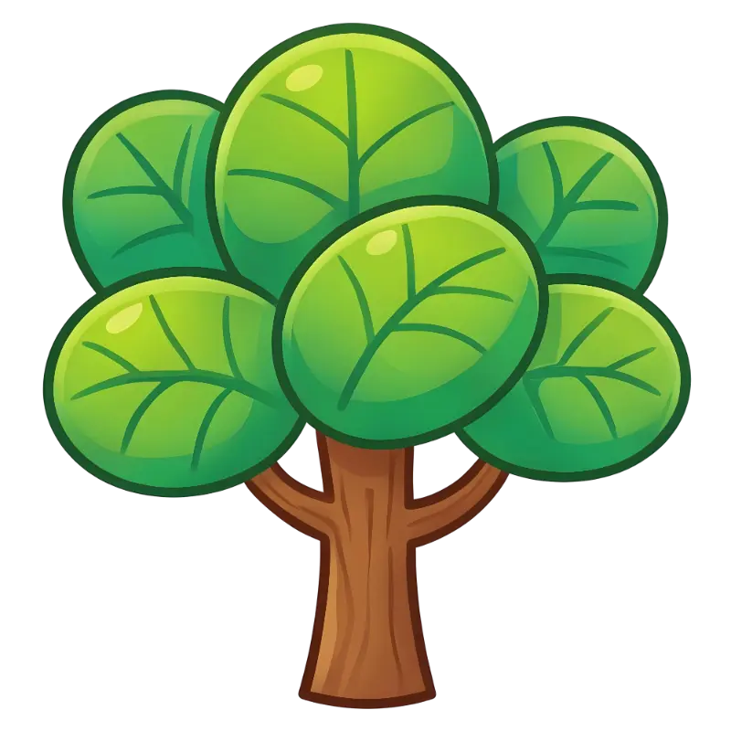 Simple Cartoon Tree with Thick Outlines