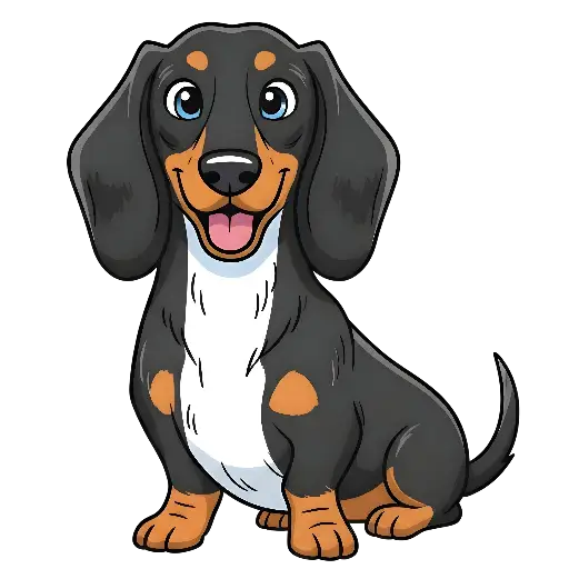 Cartoon Dachshund Illustration: Happy & Friendly Dog Design for Pet Owners