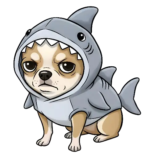 Grumpy Dog Shark Costume Cartoon Sticker for Pet Owners