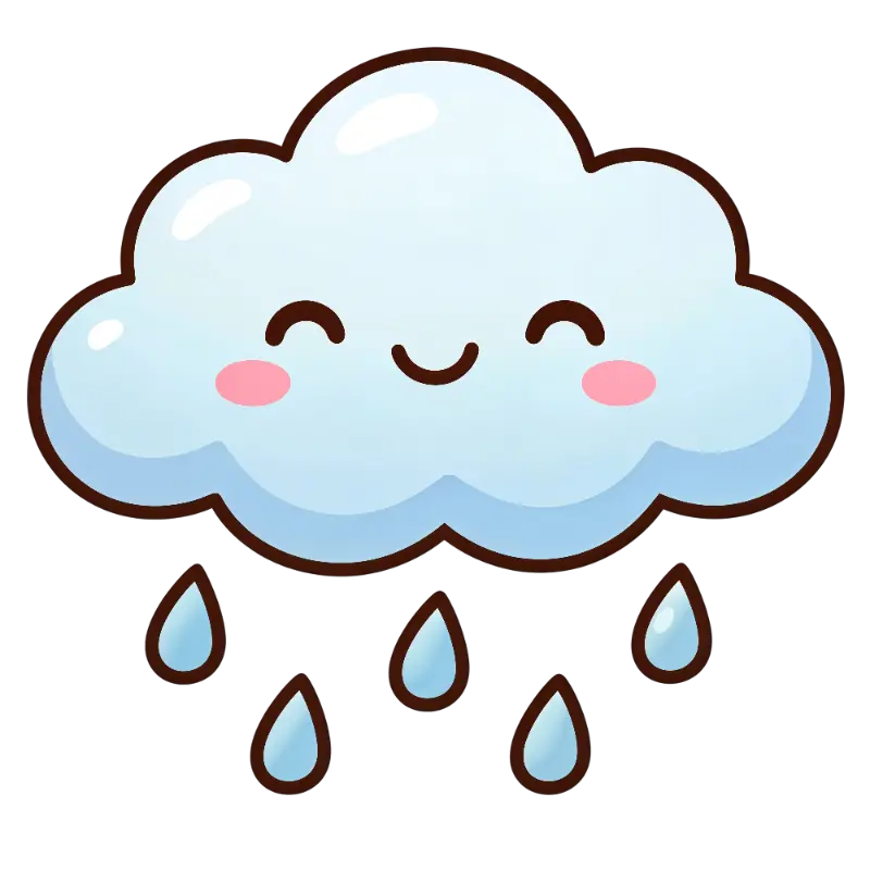 Cute Kawaii Smiling Cloud with Rosy Cheeks Illustration