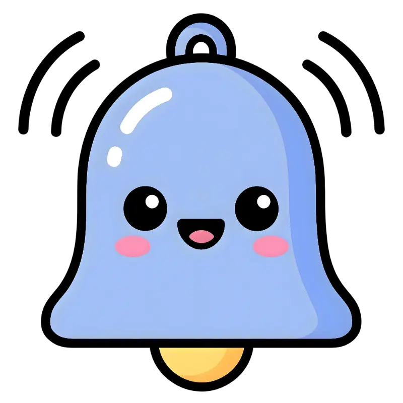 Happy Kawaii Bell with Sound Waves