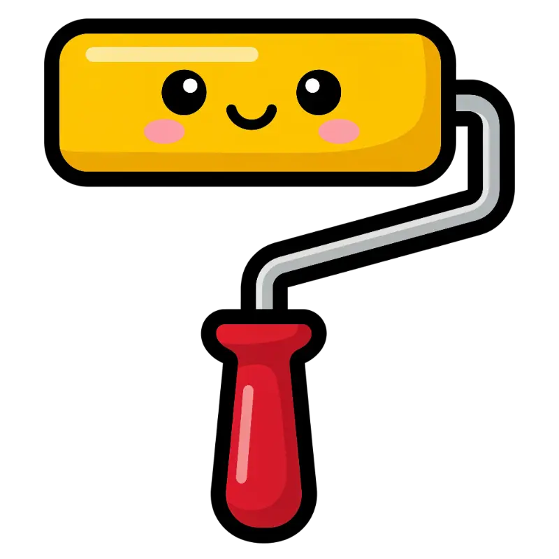 Kawaii Smiling Paint Roller Character