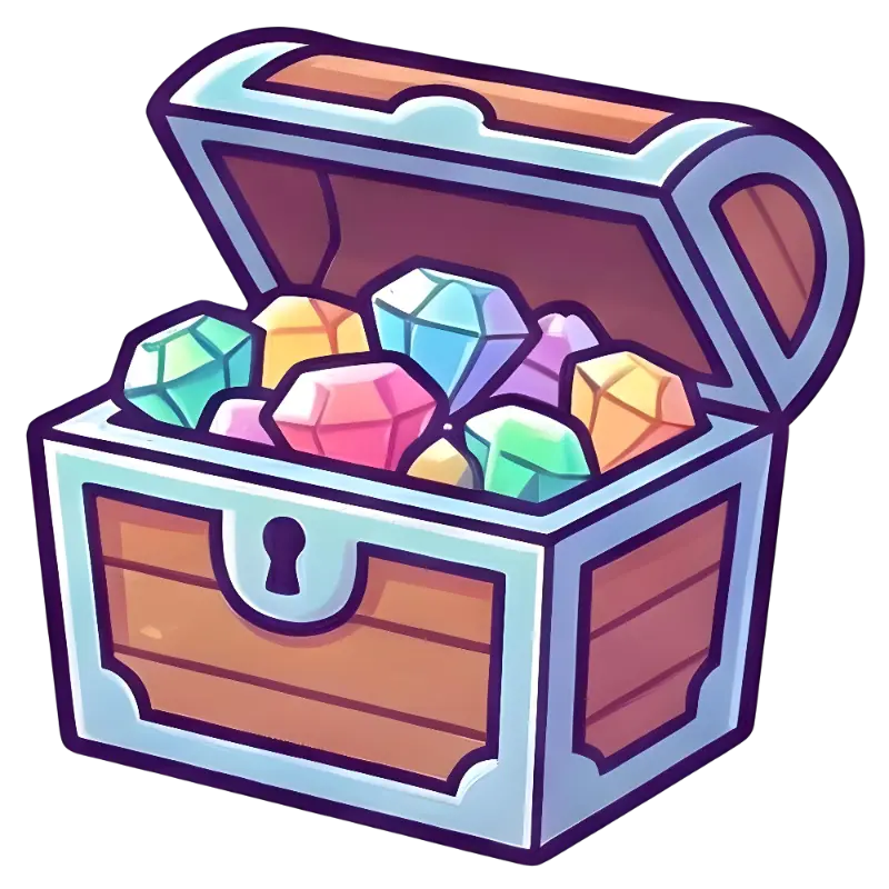 Game Art Treasure Chest with Valuable Colorful Gems