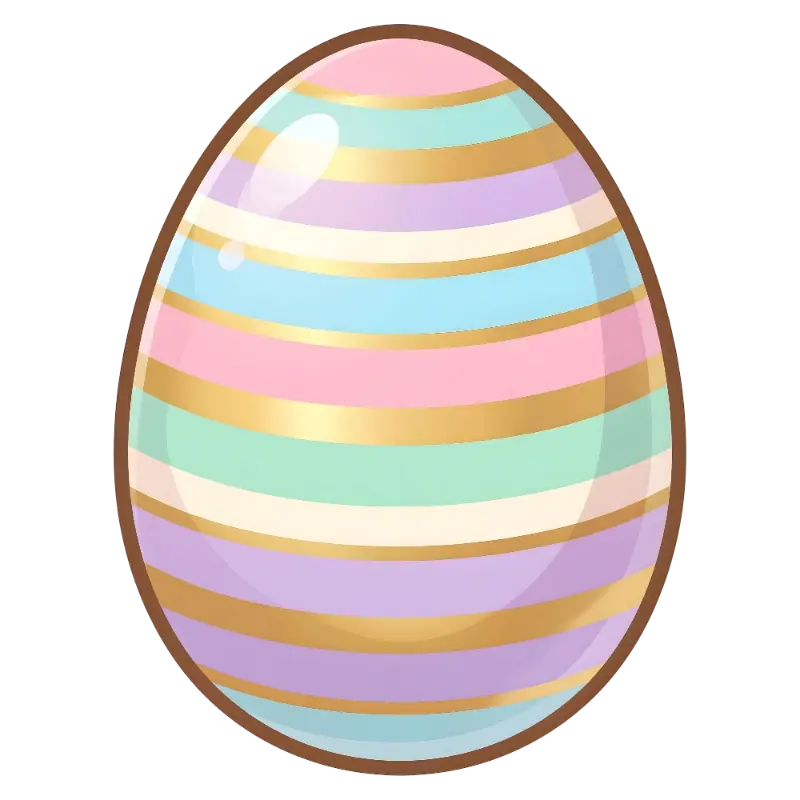 Sweet Cartoon Glossy Pastel Striped Easter Egg