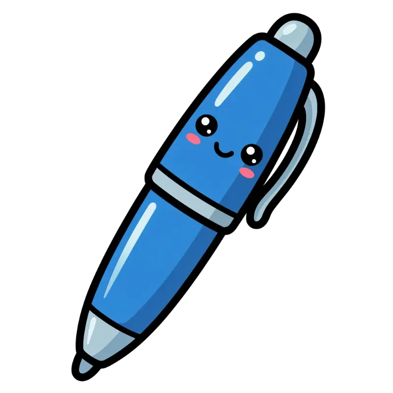 Kawaii Pen with Smiling Face Illustration