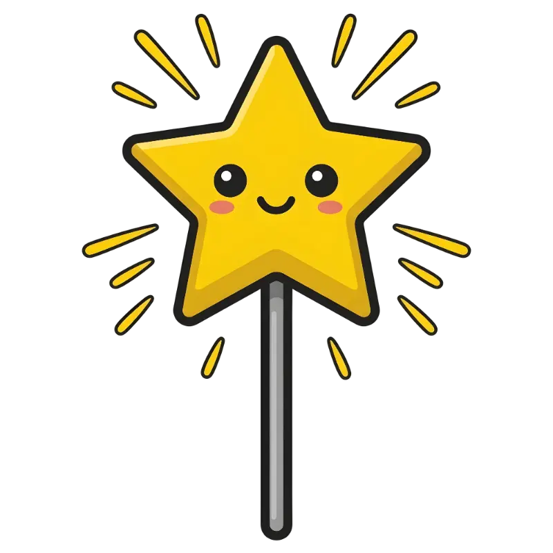 Cartoon Cheerful Star Wand Character with Blush Cheeks