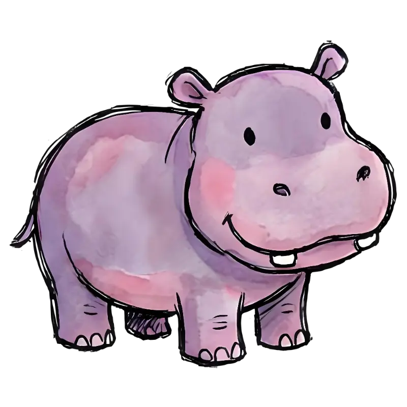 Watercolor Cartoon Hippopotamus Illustration for Kids Custom Kiss-Cut Stickers