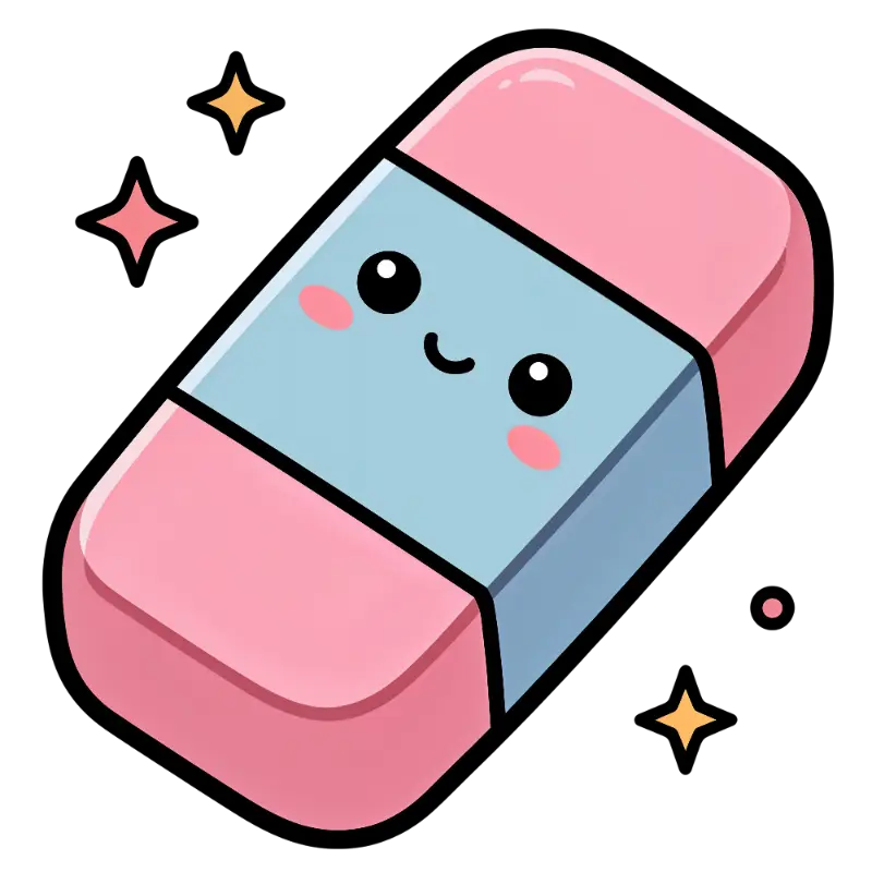 Smiling Kawaii Eraser with Sparkles