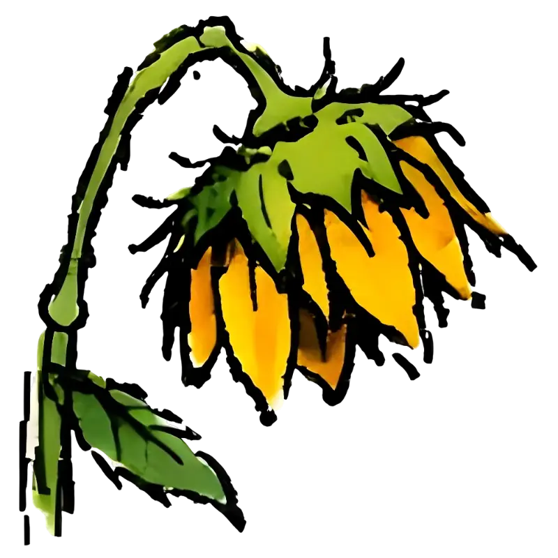 Stylized Drooping Yellow Flower Illustration Custom Kiss-Cut Stickers