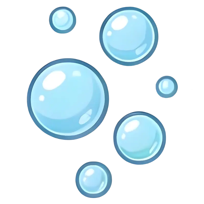 Cartoon Glossy Blue Water Bubbles with Gradient Fills