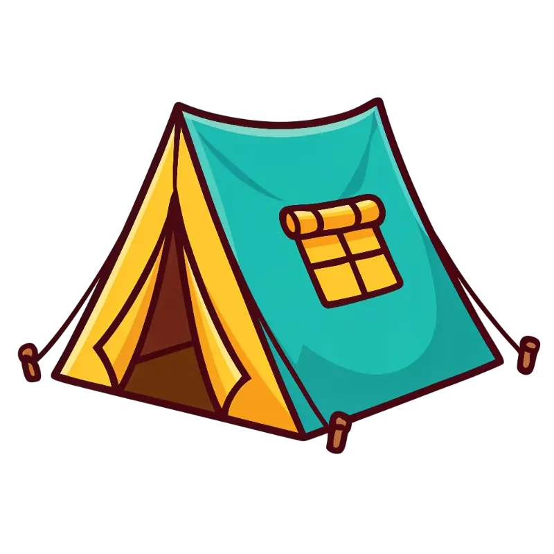 Cute Cartoon Camping Tent with Distinct Rolled-Up Window