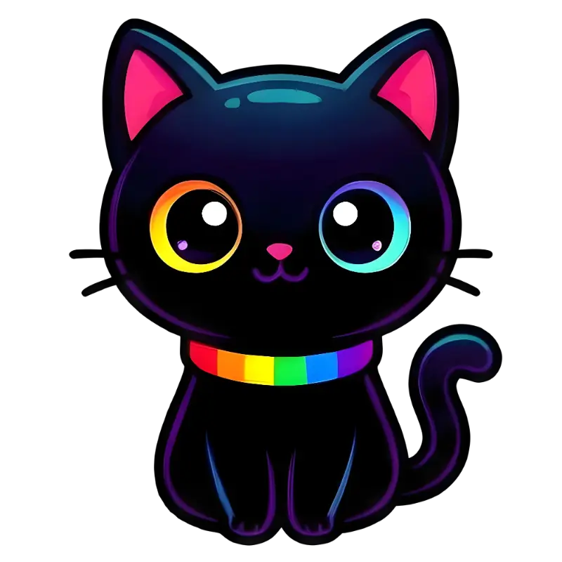 Kawaii Rainbow Collar Black Cat