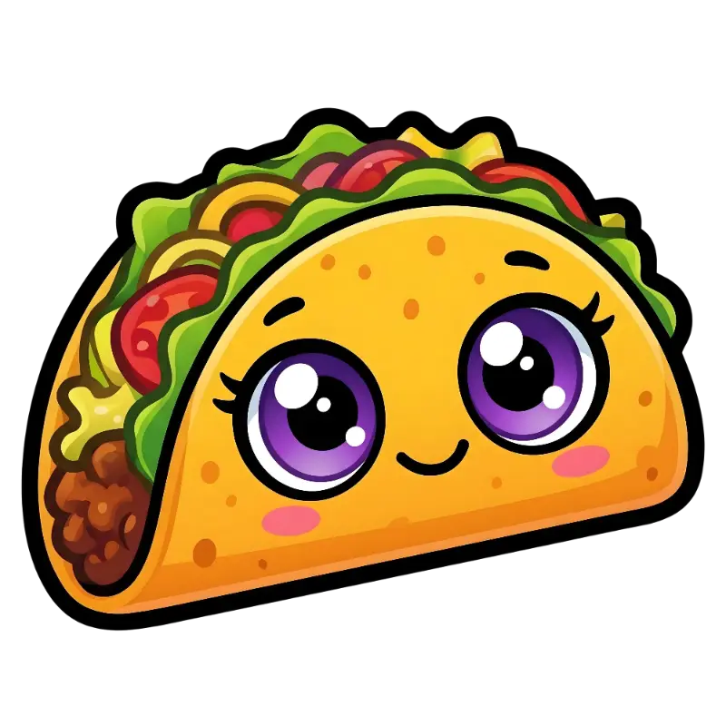 Kawaii Smiling Taco Character