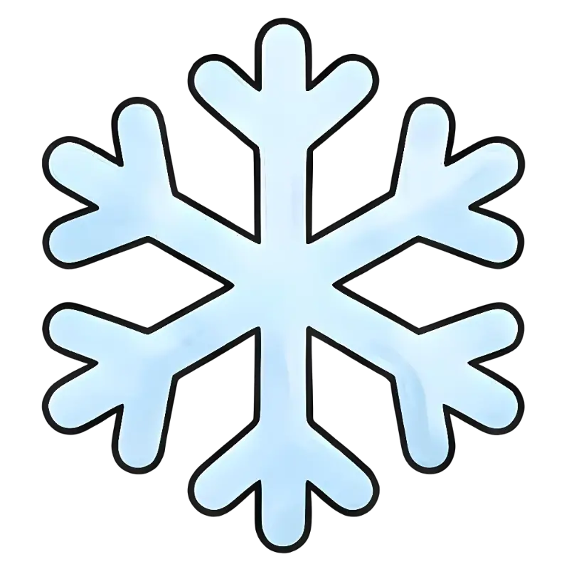 Stylized Flat Design Blue Gradient Snowflake Icon for Winter Holidays